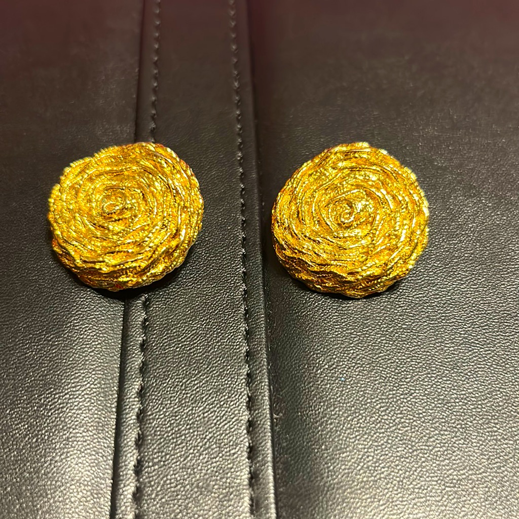 Paolo Gucci Prime Vintage Gold-Tone Braided Rope Flower Clip Earrings